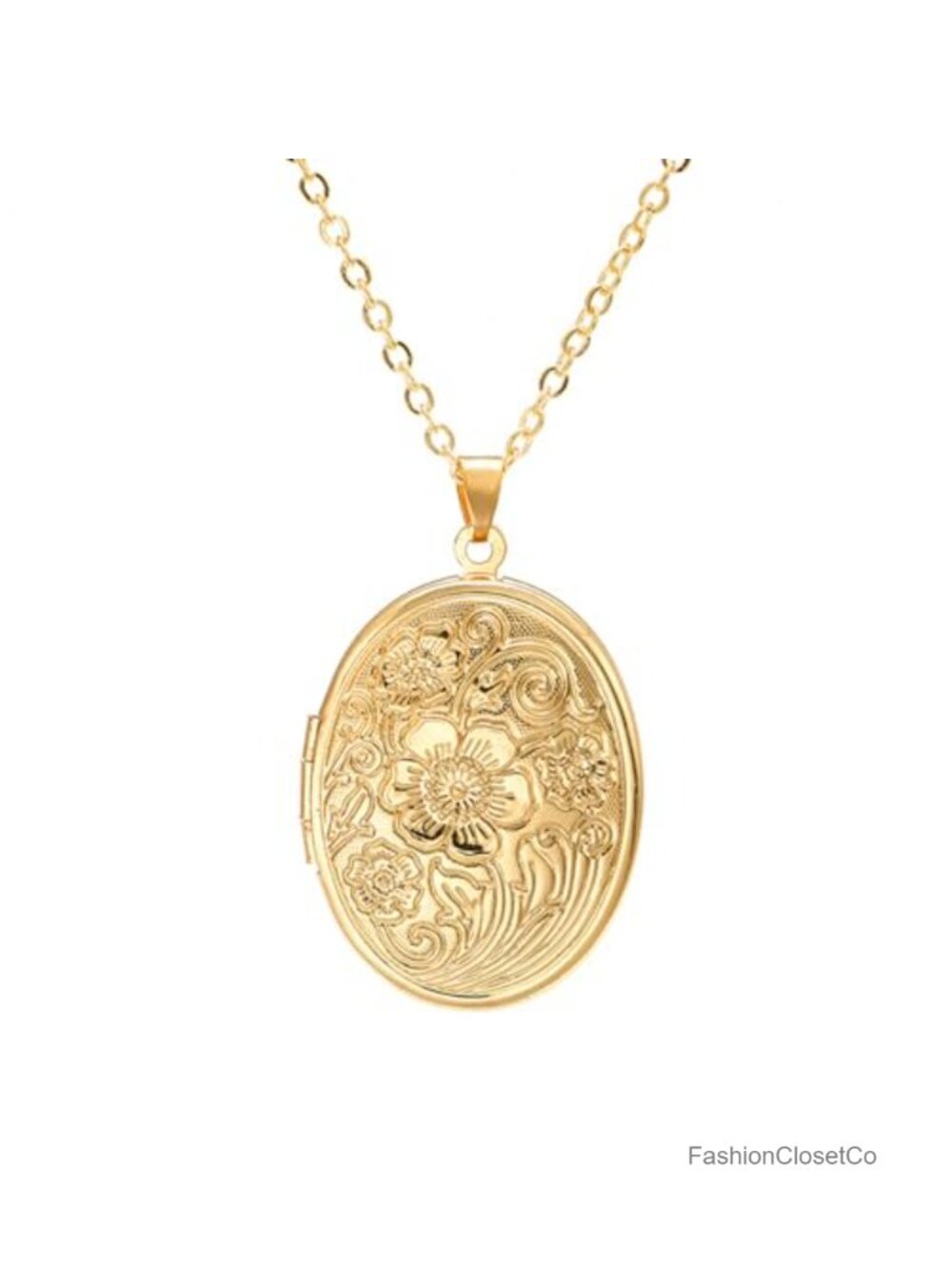 Vintage Heart Photo Locket Necklace Zinc Gold Plated
